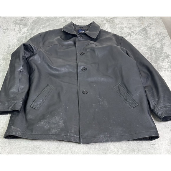 Vintage Y2K Gap Leather Jacket Men's Size 2XL Black - Picture 1 of 9